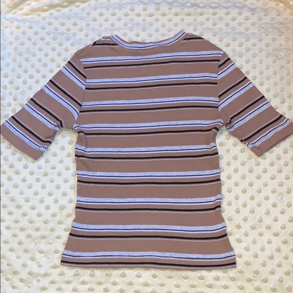 NO BRAND striped mustard colored shirt. - Picture 2 of 4